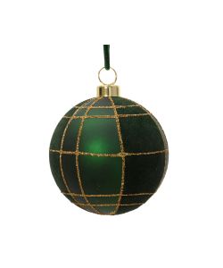 Decoris Pallina Natale Verde Abete Diam.8 cm Decorazione Velluto Oro