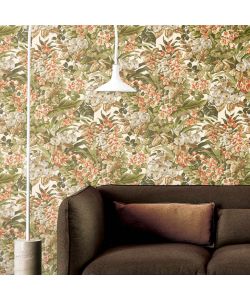 DUTCH WALLCOVERINGS Carta da Parati Floreale Verde