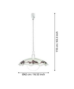 Eglo Lampada a Sospensione in Vetro Satinato - Bianco - d.42 H110