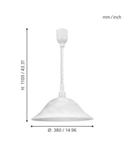 Eglo Lampada a Sospensione Alessandra Bianco 38x110 cm Design Elegante