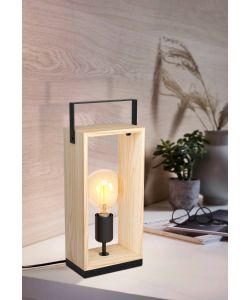 Lampada da tavolo FAMBOROUGH E27 40W Legno e nero