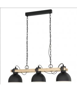 Eglo Lampada a Sospensione Lubenham 3 Luci Nero Marrone E27 90x20x110 cm