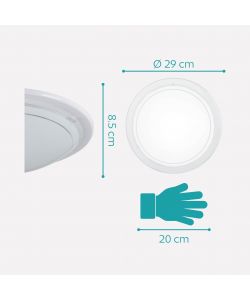 Eglo Plafoniera Planet 1 E27 Moderna Rotonda Bianca 290x85 h mm