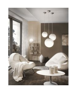 Eglo Lampada a sospensione Rondo 20 cm in vetro bianco e nichel opaco