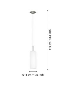 Eglo Lampada a sospensione Troy 3 Nickel Satinato H1100 mm Design Moderno