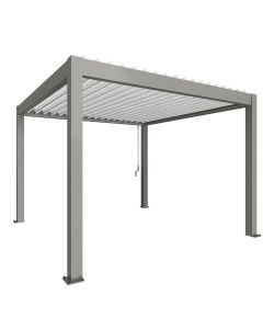 Biohort Pergola in metallo 3,68x3,68m grigio quarzo/bianco con lamelle