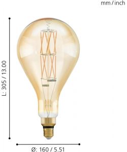 Lampadina LED Goccia Big Size con filo ambra E27 8W