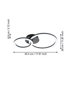 Plafoniera Led PARRAPOS-Z 15W 3000-6500K 2100Lm Nera/Bianca