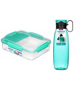 Sistema To Go Porta Pranzo 3 Scomparti 975ml Trasparente/Blu