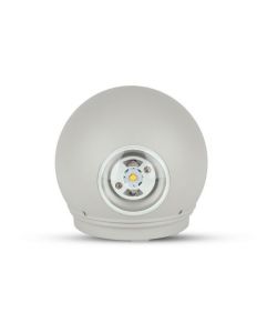 Lampada LED da Muro Sferica 6W Doppio Fascio Luminoso Colore Grigio 3000K IP65