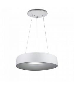 Lampadario LED a Sospensione Circolare 25W in Metallo Colore Bianco d: 45cm h: 120cm 3000K