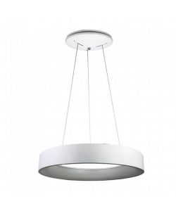Lampadario LED a Sospensione Circolare 30W in Metallo Colore Bianco d: 60cm h: 120cm 3000K