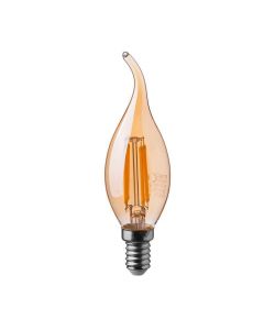 Lampadina LED E14 4W Candela a Fiamma Filamento Ambrato 2200K