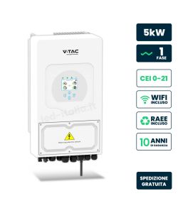 V-TAC Inverter Monofase Ibrido 5kW WiFi e TA inclusi Garanzia 10 Anni IP65