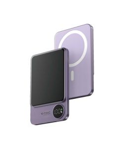 V-TAC Power Bank 5.000 mAh MagSafe Ultra Sottile e Magnetico con Display e Ricarica Wireless Colore Viola