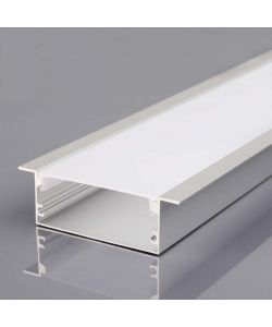 V-TAC Profilo in Alluminio Colore Silver per Strip LED a incasso (Max l: 12,4mm) Copertura Satinata 2000x50x20mm