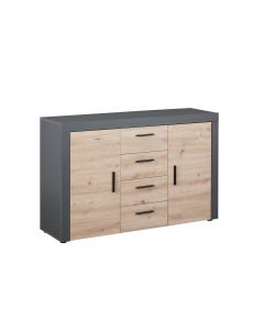 Credenza In Laminato Antracite + Frontale Quercia