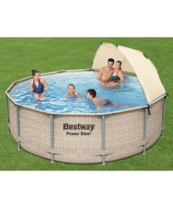 Bestway Set Piscina Power Steel con Baldacchino 396x107 cm