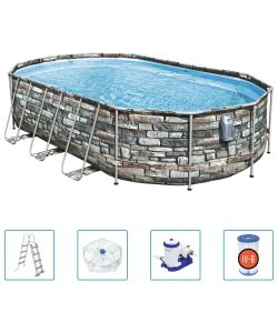 Bestway Set Piscina Power Steel Comfort Jet Series Ovale 610x366x122cm