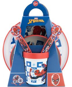 Set Pappa per bambini antiscivolo in plastica 5 pezzi Spiderman