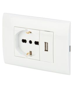 Placca con Frutto - Presa pluristandard 10/16A - 250V - Bianco