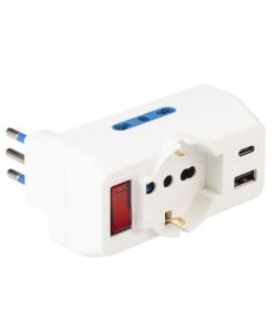 Adattatore multispina 3 prese + 2 prese USB