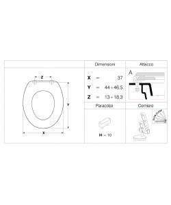 Sedile WC forma universale slow close a sgancio rapido