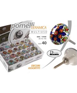 Pomello in ceramica decori color