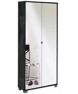 Mobile 2 Ante Specchio Kit Ossido Nero Specchio Naturale 190X83X29 Cm