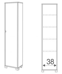 Mobile colonna in kit 1 anta 190 x 43 x 29 cm Bianco Fiammato - Bianco Fiammato