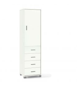 Mobile colonna 1 anta e 4 cassetti 183 x 50 x 41 cm Bianco Fiammato - Bianco Fiammato