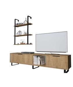 Parete attrezzata Zenon 180 cm. porta tv e libreria rovere