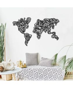 Cornice decorativa Tribal metallo nero mappa continenti