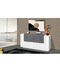 Credenza New Corona Moderna 2 Ante Battenti 4 Cassetti Bianco Ardesia