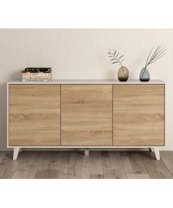 Credenza 3 ante bianco/rovere Zaiken Plus