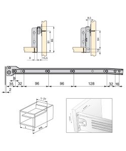 Emuca Kit cassetto per cucina Ultrabox, altezza 86 mm, prof. 450 mm