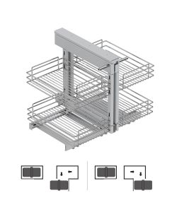 Emuca Unit d'angolo articolata Suprastar per mobile da cucina, Cromato brillo, Acciaio