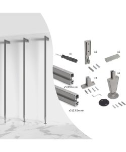 Emuca Zero Kit telaio modulare con ferramenta e 3 profili, alluminio e zama, grigio pietra