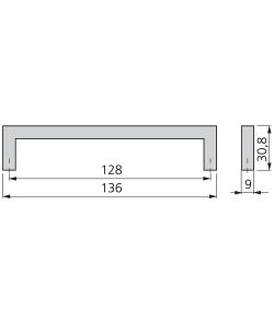 Emuca Maniglia per mobile Habana, L 136 mm, interasse 128 mm, Zama, Nichel satinatoto