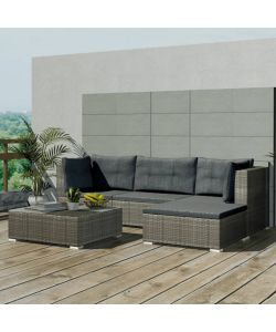 Set Divani da Giardino 5 pz con Cuscini in Polyrattan Grigio 42735