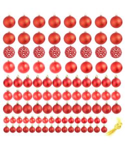 Set Palline di Natale 100 pz 3/4/6 cm Rosse