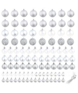 Set Palline di Natale 100 pz 3/4/6 cm Argento