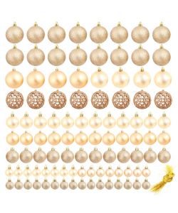 Set Palline di Natale 100 pz 3/4/6 cm Rosa/Oro