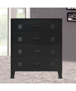 Cassettiera in Metallo in Stile Industriale 78x40x93 cm Nera