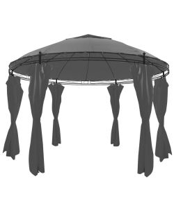 Gazebo Rotondo con Tende 3,5x2,7 m Antracite