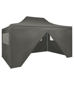 Tenda Pieghevole Pop-Up 4 Pareti Laterali 3x4,5 m Antracite