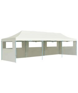 Tenda Pieghevole Pop-Up con 5 Pareti Laterali 3x9 m Crema