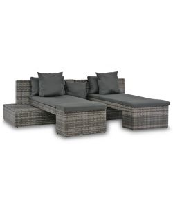 Set Divani da Giardino 4 pz con Cuscini in Polyrattan Grigio 44724