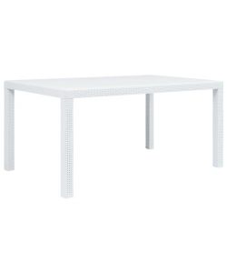 Tavolo da Giardino Bianco 150x90x72 cm in Plastica Stile Rattan