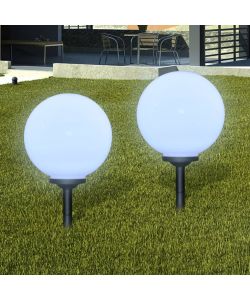 Lampione Solare a LED da Giardino 2 pz 30 cm con Picchetto